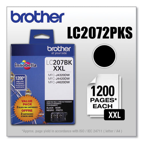 Brother Lc2072pks Innobella Super High-yield Ink 1200 Page-yield Black 2/pack