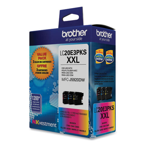 Brother Lc20e3pks Super High-yield Ink 1200 Page-yield Cyan/magenta/yellow 3/pack