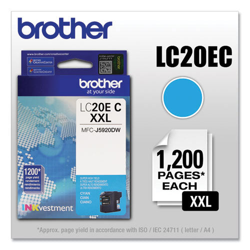 Brother Lc20ec Inkvestment Super High-yield Ink 1200 Page-yield Cyan