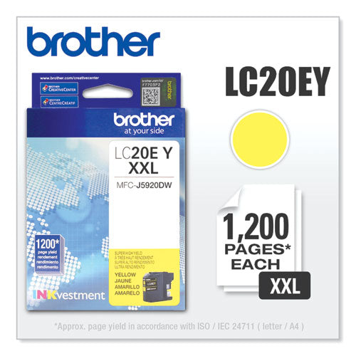 Brother Lc20ey Inkvestment Super High-yield Ink 1200 Page-yield Yellow