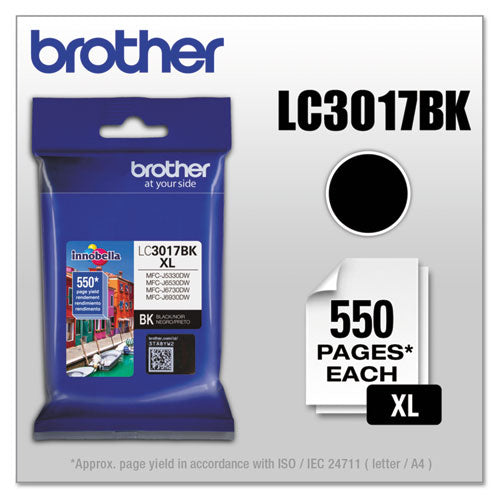 Brother Lc3017bk Innobella High-yield Ink 550 Page-yield Black