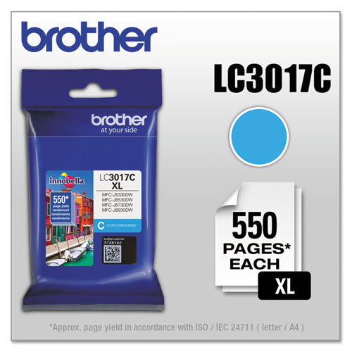 Brother Lc3017c Innobella High-yield Ink 550 Page-yield Cyan