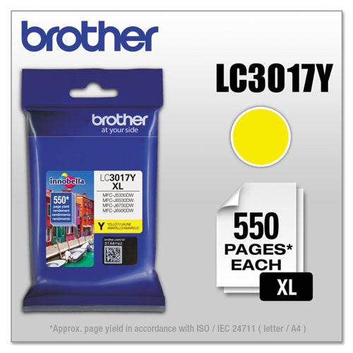 Brother Lc3017y Innobella High-yield Ink 550 Page-yield Yellow