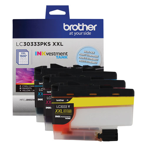 Brother Lc30333pks Inkvestment Super High-yield Ink 1500 Page-yield Cyan/magenta/yellow