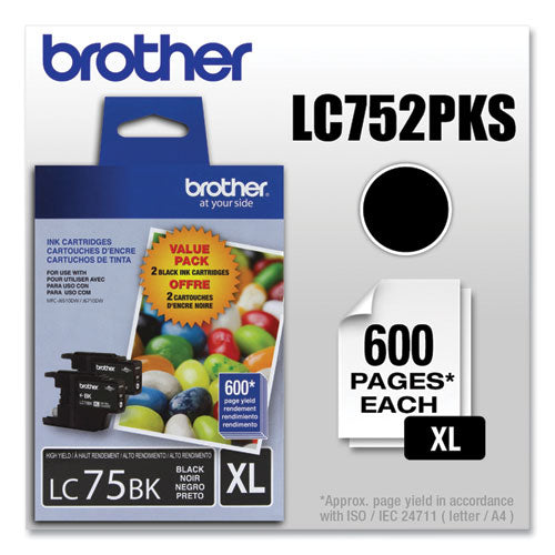 Brother Lc752pks Innobella High-yield Ink 600 Page-yield Black 2/pack