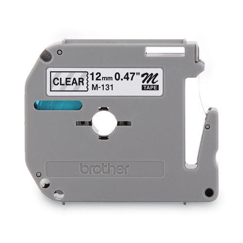 Brother P-Touch M Series Tape Cartridge For P-touch Labelers 0.47"x26.2 Ft Black On Clear