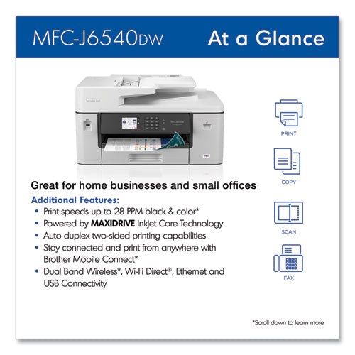 Brother Mfc-j6540dw Business Color All-in-one Inkjet Printer Copy/fax/print/scan