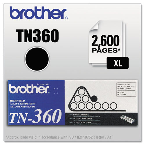 Brother Tn360 High-yield Toner 2600 Page-yield Black