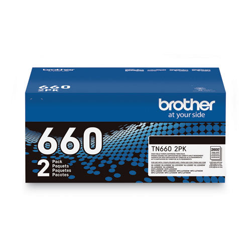 Brother Tn6602pk High-yield Toner 2600 Page-yield Black 2/pack