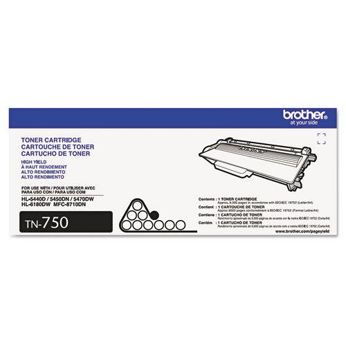 Brother Tn750 High-yield Toner 8000 Page-yield Black