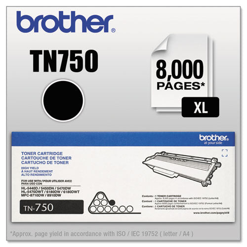 Brother Tn750 High-yield Toner 8000 Page-yield Black