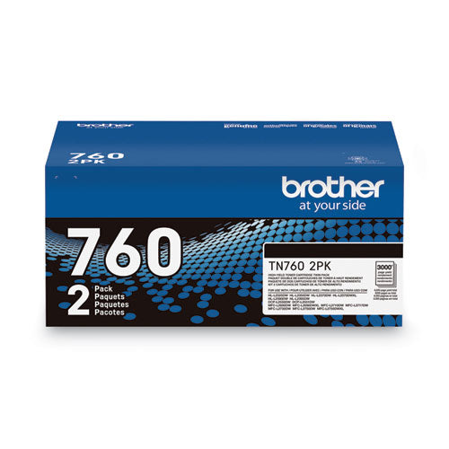 Brother Tn7602pk High-yield Toner 3000 Page-yield Black 2/pack