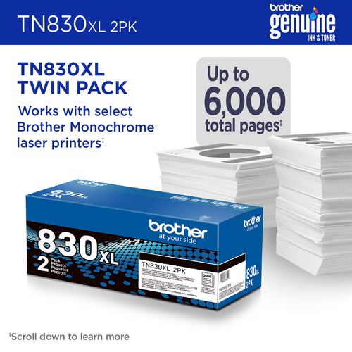 Brother Tn830xl High-yield Toner 3000 Page-yield Black 2/pack