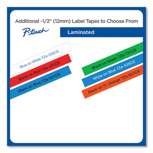 Brother P-Touch Tze Laminated Removable Label Tapes 0.47"x26.2 Ft Blue On White