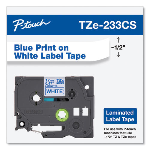 Brother P-Touch Tze Laminated Removable Label Tapes 0.47"x26.2 Ft Blue On White