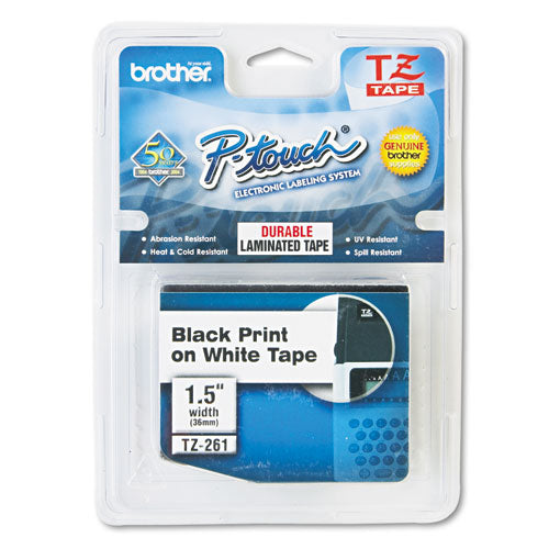 Brother P-Touch Tze Standard Adhesive Laminated Labeling Tape 1.4"x26.2 Ft Black On White