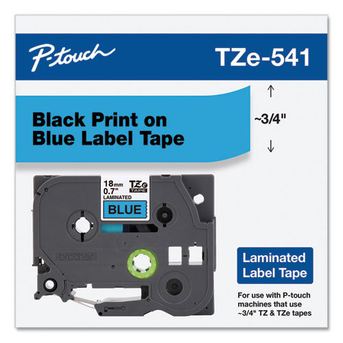 Brother P-Touch Tze Standard Adhesive Laminated Labeling Tape 0.7"x26.2 Ft Black On Blue