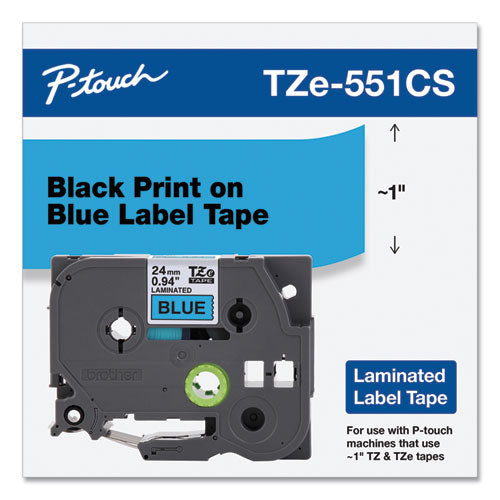 Brother P-Touch Tze Laminated Removable Label Tapes 0.94"x26.2 Ft Black On Blue