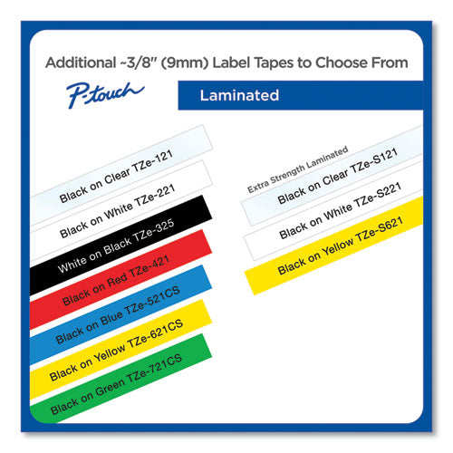 Brother P-Touch Tze Laminated Removable Label Tapes 0.35"x26.2 Ft Black On Yellow