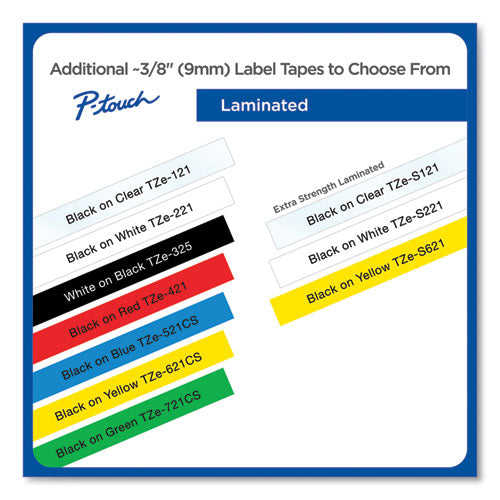 Brother P-Touch Tze Laminated Removable Label Tapes 0.35"x26.2 Ft Black On Green