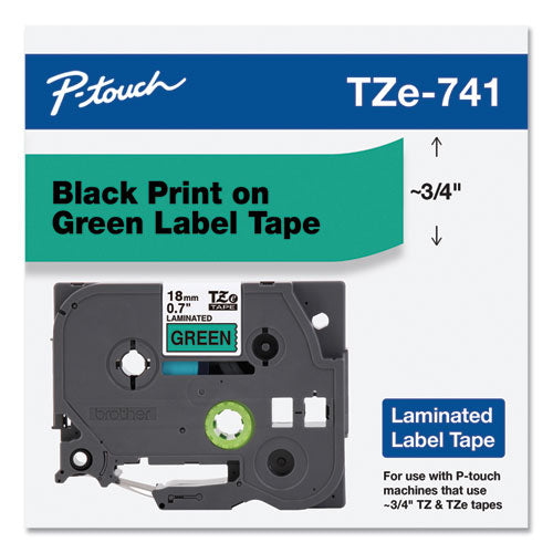 Brother P-Touch Tze Standard Adhesive Laminated Labeling Tape 0.7"x26.2 Ft Black On Green