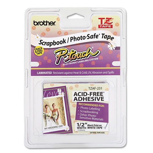 Brother P-Touch Tz Photo-safe Tape Cartridge For P-touch Labelers 0.47"x26.2 Ft Black On White