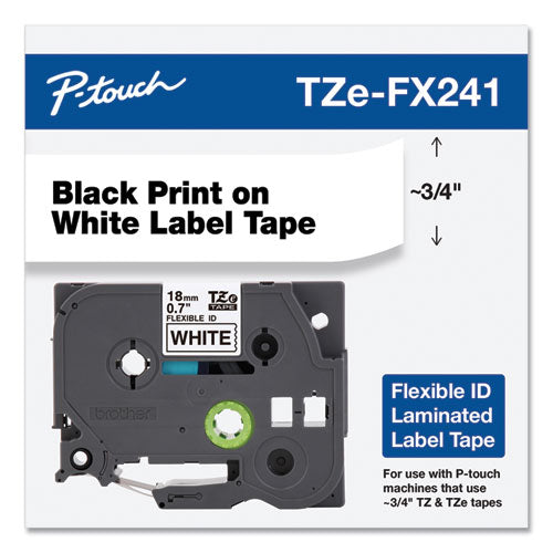 Brother P-Touch Tze Flexible Tape Cartridge For P-touch Labelers 0.7"x26.2 Ft Black On White