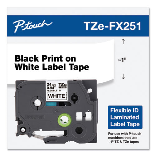 Brother P-Touch Tze Flexible Tape Cartridge For P-touch Labelers 0.94"x26.2 Ft Black On White