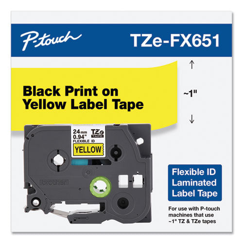 Brother P-Touch Tze Flexible Tape Cartridge For P-touch Labelers 0.94"x26.2 Ft Black On Yellow