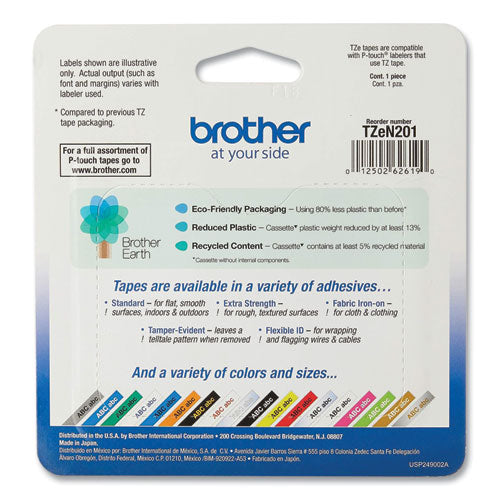 Brother P-Touch Tz Super-narrow Non-laminated Tape For P-touch Labeler 0.13"x26.2 Ft Black On White