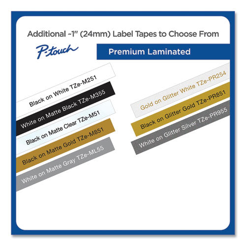 Brother Tze Premium Laminated Tape 0.94"x26.2 Ft Gold On White