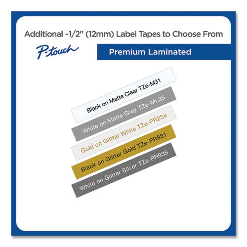 Brother Tze Premium Laminated Tape 0.47"x26.2 Ft White On Silver