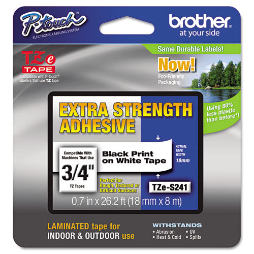 Brother P-Touch Tze Extra-strength Adhesive Laminated Labeling Tape 0.7"x26.2 Ft Black On White