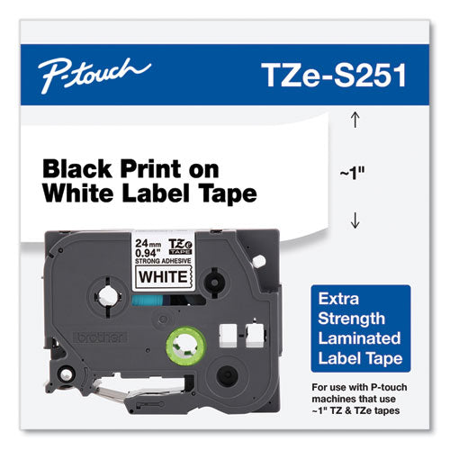 Brother P-Touch Tze Extra-strength Adhesive Laminated Labeling Tape 0.94"x26.2 Ft Black On White