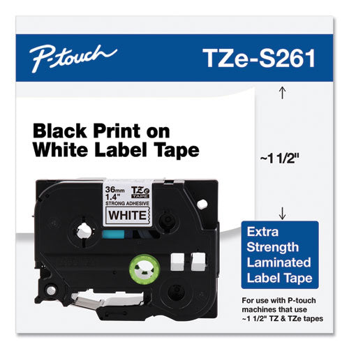 Brother P-Touch Tz Extra-strength Adhesive Laminated Labeling Tape 1.4"x26.2 Ft Black On White