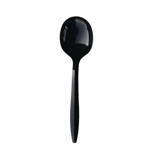 Boardwalk Mediumweight Polypropylene Cutlery Soup Spoon Black 1000/Case