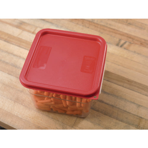 Carlisle Squares Food Storage Container Lid 9x9x0.63 Red Plastic