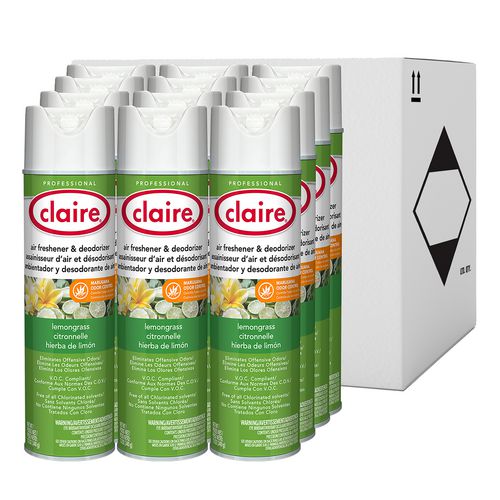 Claire Aerosol Air Freshener And Deodorizer Lemongrass Citronella 12 Oz Aerosol Spray 12 Cans