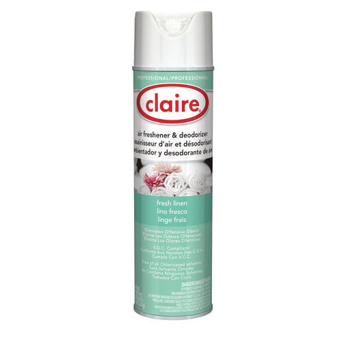 Claire Aerosol Air Freshener And Deodorizer Fresh Linen 10 Oz Aerosol Spray 12 Cans