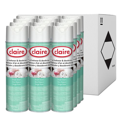 Claire Aerosol Air Freshener And Deodorizer Fresh Linen 10 Oz Aerosol Spray 12 Cans