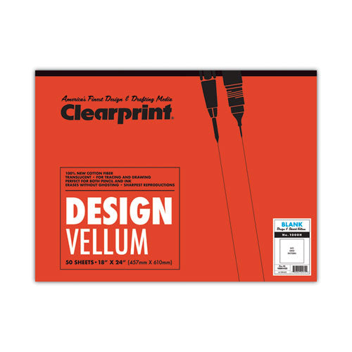 Clearprint Design Vellum Paper 16 Lb Bristol Weight 18x24 Translucent White 50/pad