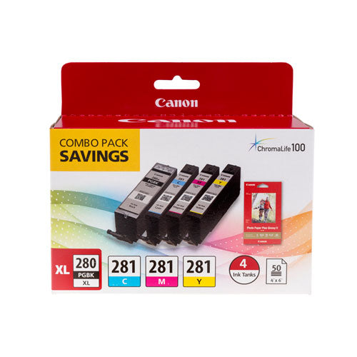 Canon 2021c006 (cli-281/pgi-280xl) Ink/paper Combo Black/cyan/magenta/yellow