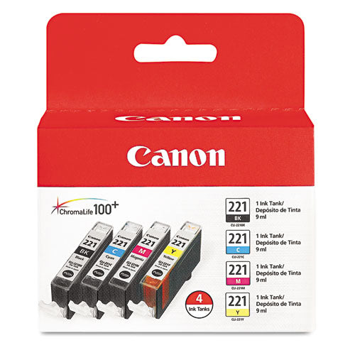 Canon 2946b004 (cli-221) Ink Black/cyan/magenta/yellow 4/pack
