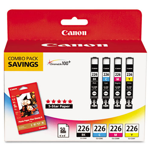 Canon 4546b007 (cli-226) Chromalife100+ Ink/paper Combo Black/cyan/magenta/yellow