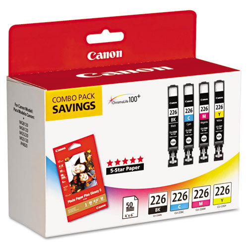 Canon 4546b007 (cli-226) Chromalife100+ Ink/paper Combo Black/cyan/magenta/yellow