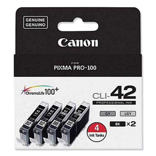 Canon 6384b008 (cli-42) Chromalife100+ Ink Black/gray/light Gray 4/pack