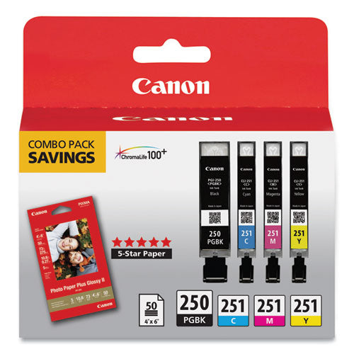 Canon 6497b004 (pgi-250/cli-251) Ink/paper Combo Black/cyan/magenta/yellow