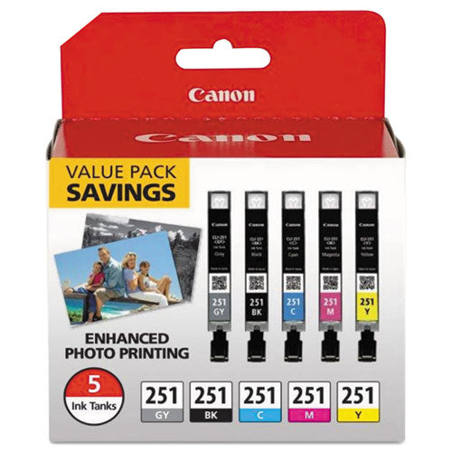 Canon 6513b011 (cli-251) Ink Black/cyan/gray/magenta/yellow