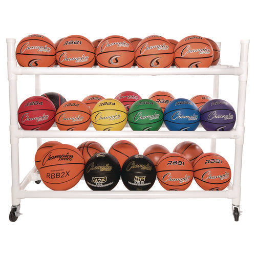 Champion Sports 30 Basketball Heavy-duty Cart Heavy-duty Plastic 176 Lb Capacity 19x55x45 White