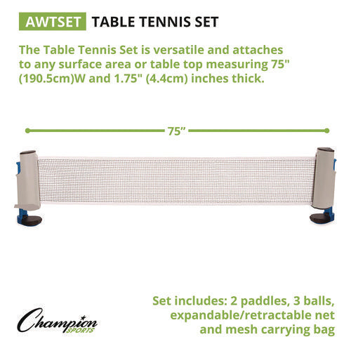Champion Sports Anywhere Table Tennis Set With Carry Bag